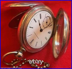 1883 ELGIN SIZE 18s POCKET WATCH KEY WIND&KEY SET 4 oz. COIN SILVER CASE RUNNING