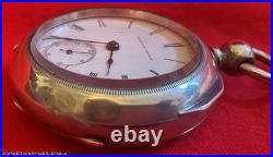 1883 ELGIN SIZE 18s POCKET WATCH KEY WIND&KEY SET 4 oz. COIN SILVER CASE RUNNING