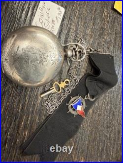 1883 Elgin 18s Pocket Watch Grade 7 Key-Wind Coin Silver Case RUNS