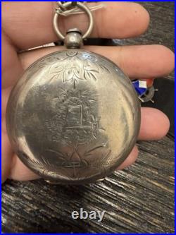 1883 Elgin 18s Pocket Watch Grade 7 Key-Wind Coin Silver Case RUNS