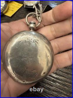 1883 Elgin 18s Pocket Watch Grade 7 Key-Wind Coin Silver Case RUNS