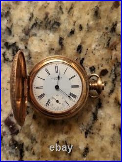 1883 New York Standard Watch Co. 7 Jewel Hunting Pocket Watch Gold Filled G-031
