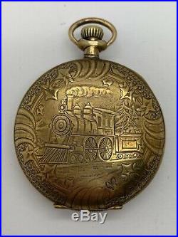 1883 Waltham 18S Railroad Engraved Pocket Watch With Original Hunter Train Case