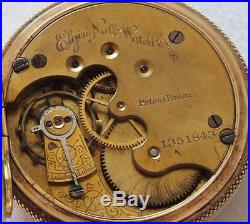 1884 WARRANTED 14K GOLD ELGIN MODEL 1 GRADE 94 HUNTING CASE 11 JEWEL RUNNING