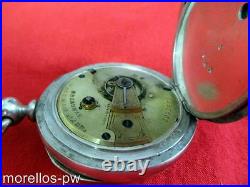 1884 Waltham Broadway Pocket Watch 18s Key Wind Key Set Silverine Case Serviced