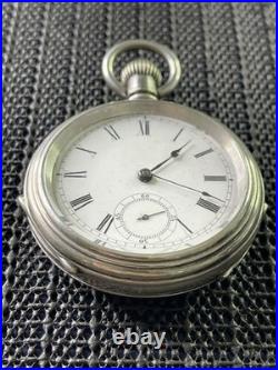 1884 Waltham Sterling Model 1879 18s 7 J Pocket Watch Coin Silver Case Runs
