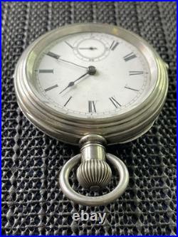 1884 Waltham Sterling Model 1879 18s 7 J Pocket Watch Coin Silver Case Runs