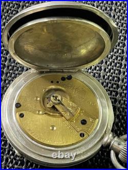 1884 Waltham Sterling Model 1879 18s 7 J Pocket Watch Coin Silver Case Runs