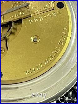 1884 Waltham Sterling Model 1879 18s 7 J Pocket Watch Coin Silver Case Runs