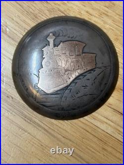 1885 American Waltham Pocket Watch Coin Silver Case 10K Gold Train Inlay