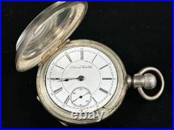 1885 Aurora 18s 15J Coin Case Pocket Watch Working 49400