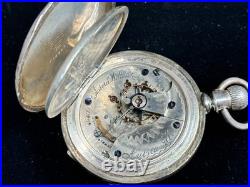 1885 Aurora 18s 15J Coin Case Pocket Watch Working 49400