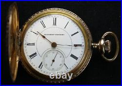 1885 Hampden Grade 34 18s 15j LS Pocket Watch GF Hunter Case RUNS SERVICE