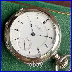 1886 Aurora Watch Co. 18S 15 Jewels Coin Silver Case Pocket Watch