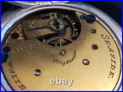 1886 Waltham Hunting Case Pocket Watch Grade Seaside Sterling Silver Case