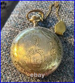 1887 Elgin Pocket Watch 17 Jewels with Hunter VICTORY Case FOB WORKS