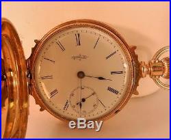 1887 Solid 14KT Gold Elgin Lever Set Hunter Cased Pocket Watch 60.3g not scrap