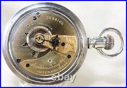 1887 Waltham AT&C 18 Size, 15 Jewels, 24 Hour Dial, Fancy Nickel Case, Restored