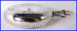 1887 Waltham AT&C 18 Size, 15 Jewels, 24 Hour Dial, Fancy Nickel Case, Restored