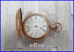 1887 Waltham Pocket Watch with Gold Filled Full Hunter Case 7-Jewels 3-A73