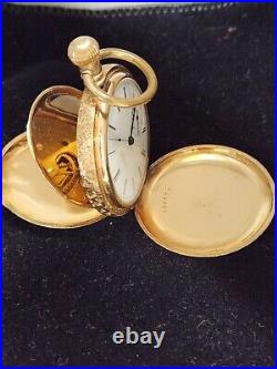 1888 Elgin 14k Gold Blauer Case 6s 11 Jewels Grade 94 Vintage Pocket Watch