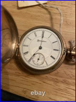 1888 Hampden Gold Filled Pocket Watch 6s. Deuber Case