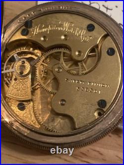 1888 Hampden Gold Filled Pocket Watch 6s. Deuber Case