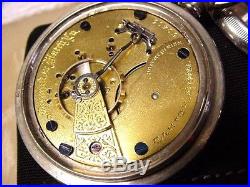 1889 Hampden Pocket Watch Glass Display Case, 18 Sz, 11j, Running Beauty