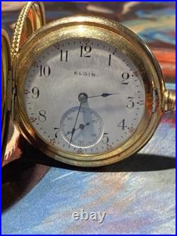 1890s Elgin Pocket Watch 14K Gold Filled Custom Keystone J Boss Case