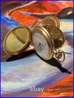 1890s Elgin Pocket Watch 14K Gold Filled Custom Keystone J Boss Case