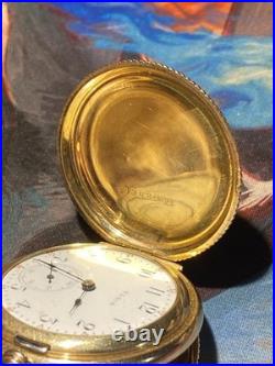 1890s Elgin Pocket Watch 14K Gold Filled Custom Keystone J Boss Case