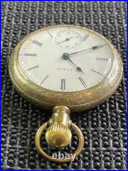 1891 Elgin Pocket Watch 18s 11j Fahys Montauk Gold Filled Case Ornate Runs
