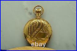 1891 Elgin Pocketwatch 13 Jewel Size 0 Fancy 14k Yellow Gold Hunter Case