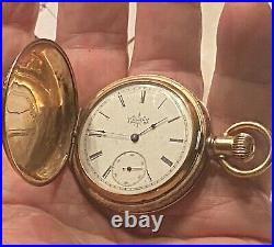 1892 Antique ELGIN GF Pocket Watch DUEBER HUNTER CASE. Runs But Needs Servicing