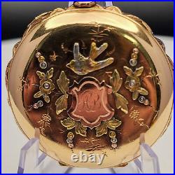 1892 Elgin 118 6s 11j 14k Gold Hunter Case Pocket Watch with Mine Cut Diamond