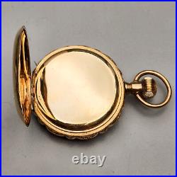 1892 Elgin 118 6s 11j 14k Gold Hunter Case Pocket Watch with Mine Cut Diamond