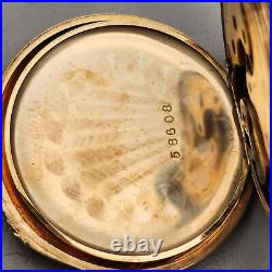 1892 Elgin 118 6s 11j 14k Gold Hunter Case Pocket Watch with Mine Cut Diamond