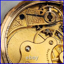 1892 Elgin 118 6s 11j 14k Gold Hunter Case Pocket Watch with Mine Cut Diamond