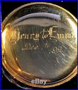 1893 Elgin 14K Solid Gold Hunter Case Pocket Watch Size 6s #LP218-5