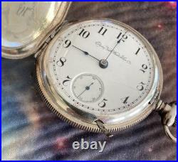 1893 Elgin 17J Star Sterling Silver Adjusted 18 Size Hunter Case Pocket Watch