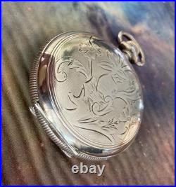 1893 Elgin 17J Star Sterling Silver Adjusted 18 Size Hunter Case Pocket Watch