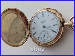 1894 Elgin Pocket Watch Multicolor 14K Solid Gold HUNTER w Original Case Size 6s