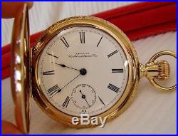 1894 WALTHAM Pocket Watch MINT DIAL in 14k GOLD FILLED Hunter Case 16s Runs