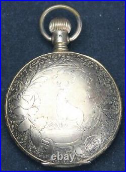 1894 Waltham Grade 1 18s 7j Pocket Watch FANCY STAG Hunter Case Parts/Repair