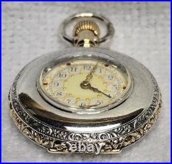 1895-1897 Waltham 0s 7j Grd No. 60 CWC 2 Tone Coin Silver GF Case Ruby Dial Runs