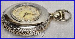 1895-1897 Waltham 0s 7j Grd No. 60 CWC 2 Tone Coin Silver GF Case Ruby Dial Runs