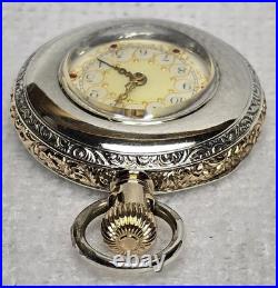 1895-1897 Waltham 0s 7j Grd No. 60 CWC 2 Tone Coin Silver GF Case Ruby Dial Runs