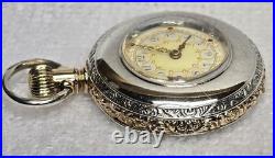 1895-1897 Waltham 0s 7j Grd No. 60 CWC 2 Tone Coin Silver GF Case Ruby Dial Runs