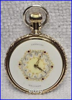 1895-1897 Waltham 0s 7j Grd No. 60 CWC 2 Tone Coin Silver GF Case Ruby Dial Runs