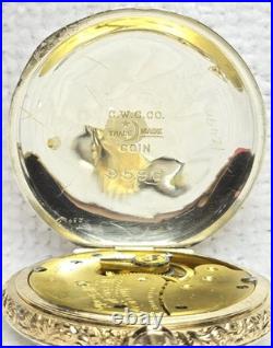 1895-1897 Waltham 0s 7j Grd No. 60 CWC 2 Tone Coin Silver GF Case Ruby Dial Runs